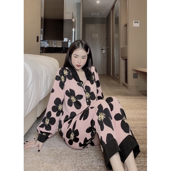 Đồ Bộ Pijama Nữ Lụa Mango Cao Cấp,Tay Dài Quần Dài,Mềm Mượt