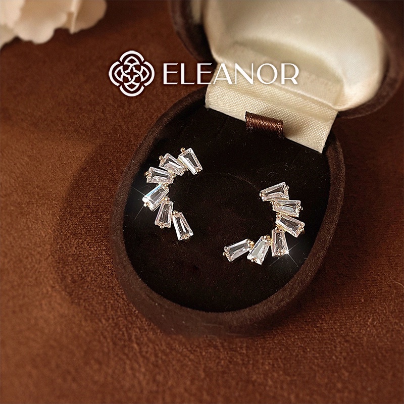 Bông tai nữ chuôi bạc 925 Eleanor Accessories khuyên tai viền cong lấp lánh phụ kiện trang sức 4542