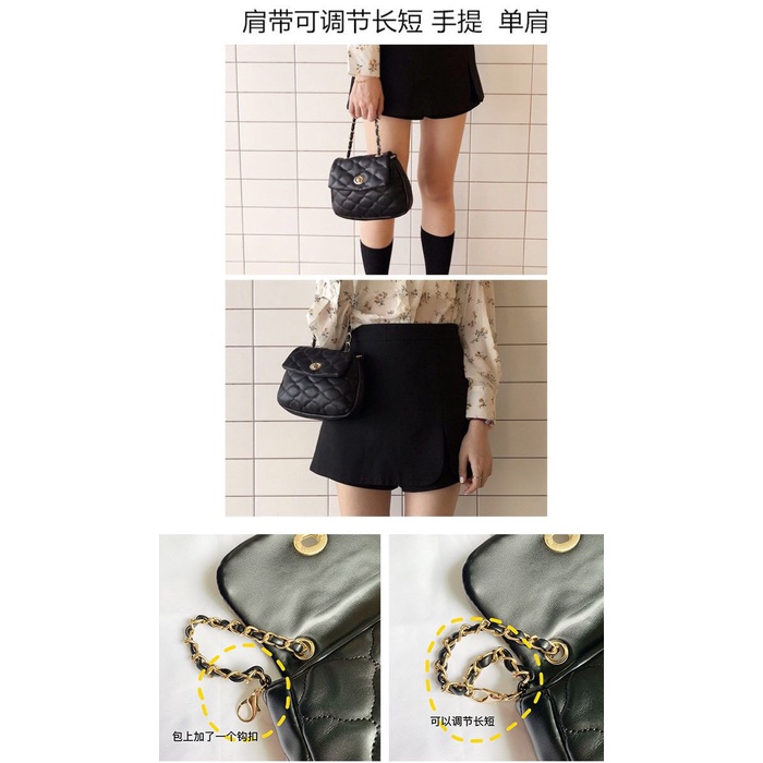 Túi đeo chéo vai mini hình mây vân hình thoi phối dây xích thời trang mùa hè Hàn Quốc mới 2020 dễ phối đồ cho nữ