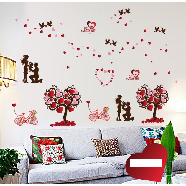 Decal trang trí tường - Cây Tình Yêu 02