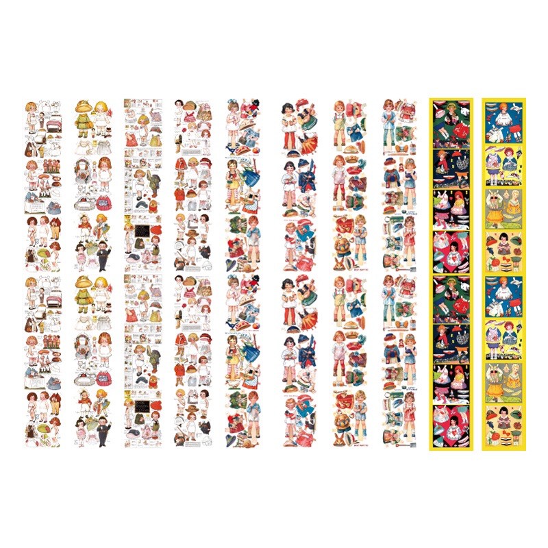 Set 2tấm hình dán dài bé gái xinh