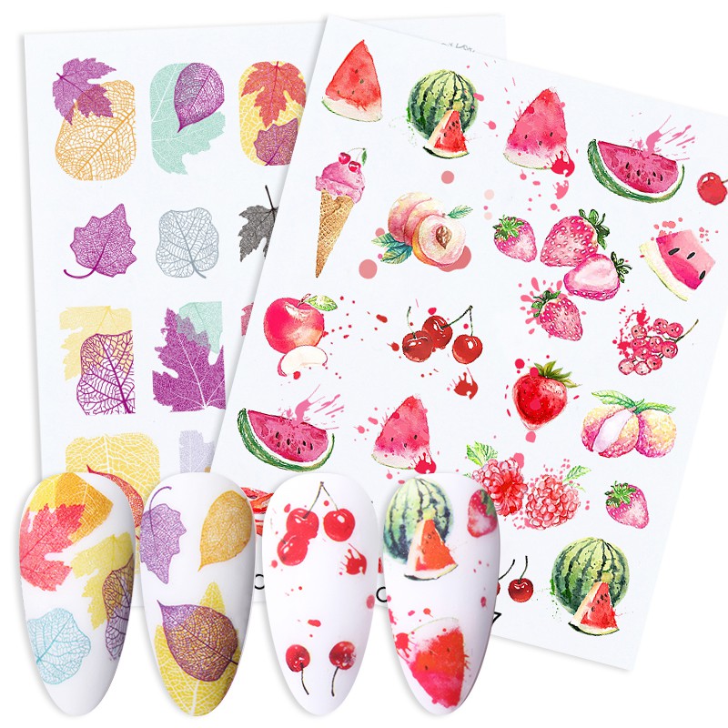 1 Tờ Miếng Dán Móng Tay Chuyển Nước UR SUGAR Hình Hoa Lá Mùa Xuân Hè