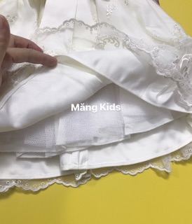 Đầm Bé Gái Ren Trắng đính nơ