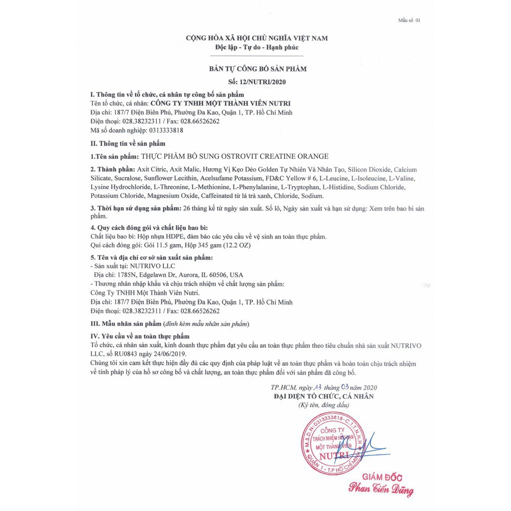 Thực Phẩm Bổ Sung Tăng Sức Mạnh Ostrovit Creatine 500g