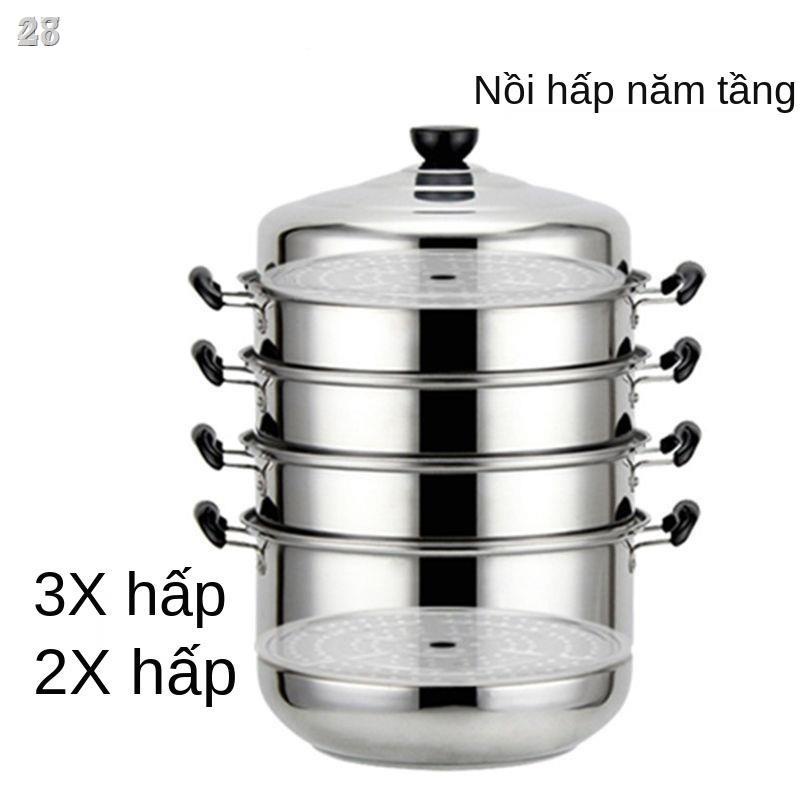 ❅28ITủ hấp inox 34cm, hai tầng, ba bốn tầng dày dặn, hấp, nồi nấu phở, bếp gas lớp