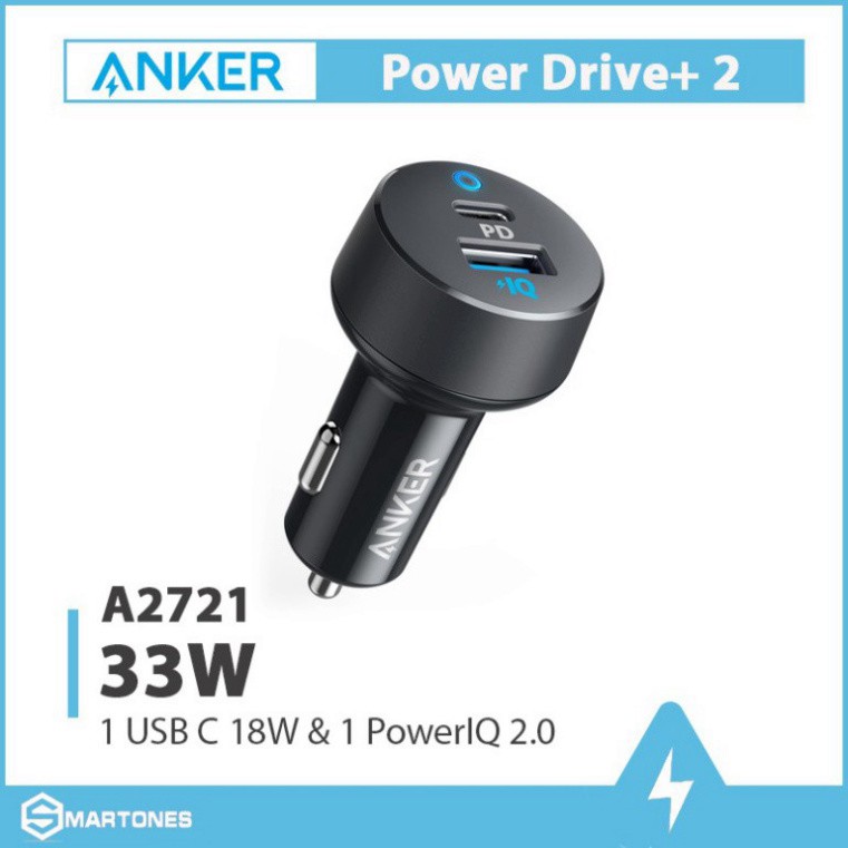 Sạc ô tô Anker 2 Cổng 33W, PowerDrive PD+2 - A2721