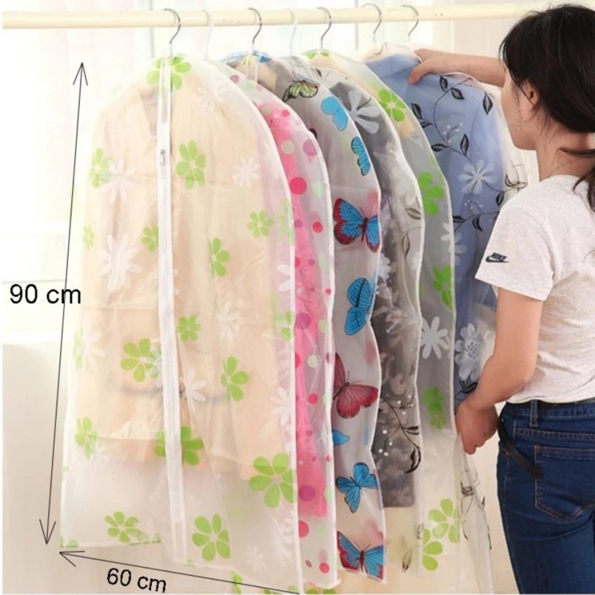 Túi treo bảo vệ quần áo vest, áo dạ, váy KT 60x90cm  (giao họa tiết ngẫu nhiên)