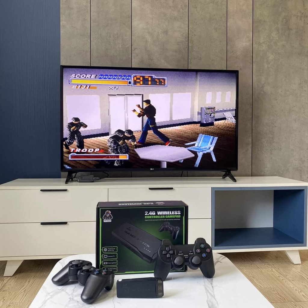 Máy chơi game cầm tay  không dây ,tích hợp 3500 trò chơi kết nối TV 4K qua cổng HDMi ,tặng thẻ nhớ 32GB .Bảo hành 2 năm.