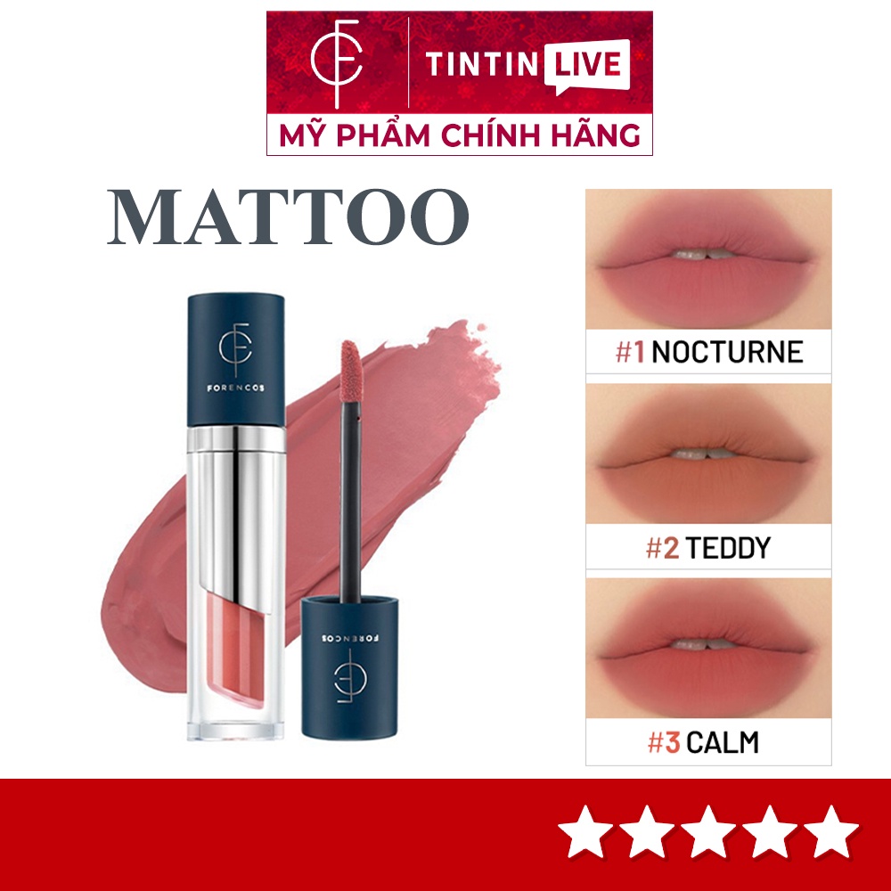 Son kem lì FORENCOS Lip Tattoo MATTOO Tint, trọn bộ 6 màu tươi sáng
