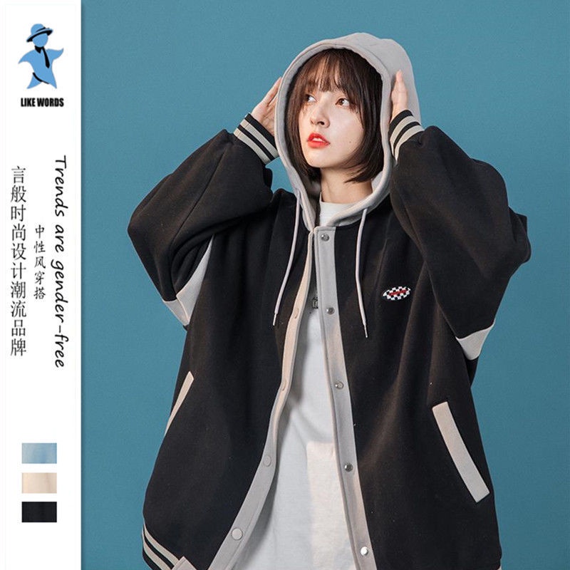 Áo Khoác Bóng Chày Dáng Rộng Phong Cách Retro Hồng Kông Thời Trang Xuân Thu Mới Cho Nữ