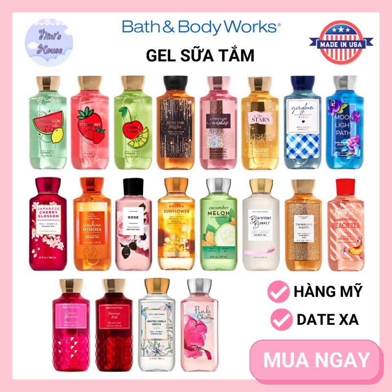 [NHIỀU MÙI] Gel tắm cao cấp mịn da Bath and Body Works Mỹ