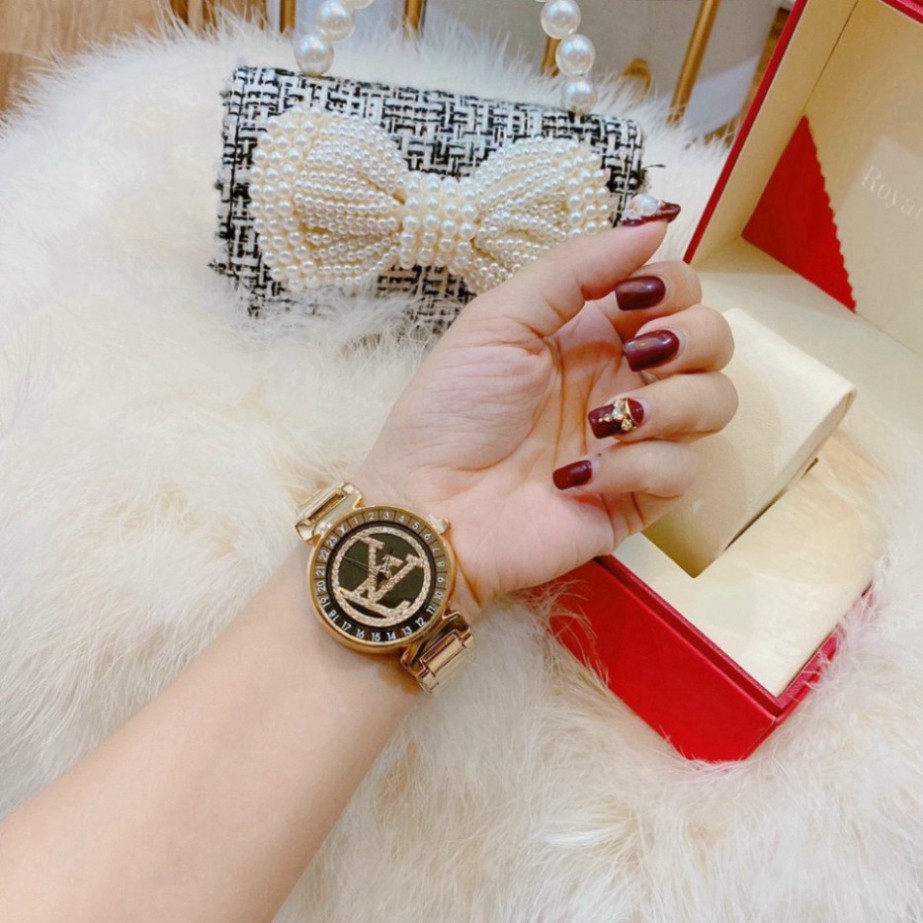 Đồng hồ LV nữ dây kim loại ko rỉ mặt xoay cao câp bền đẹp siêu hot, chống nước , bảo hành 12 tháng