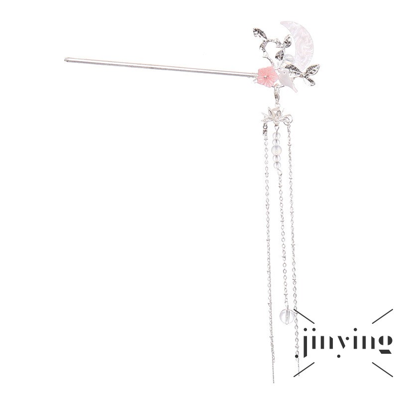 GETNOIVAS Trâm Cài Tóc Hình Mặt Trăng Đính Đá Phong Cách Trung Hoa