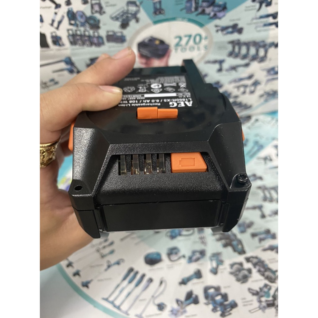 Vỏ mạch pin AEG - RidGid 18V 6.0Ah Li-ion, Led báo pin và nhận sạc zin.
