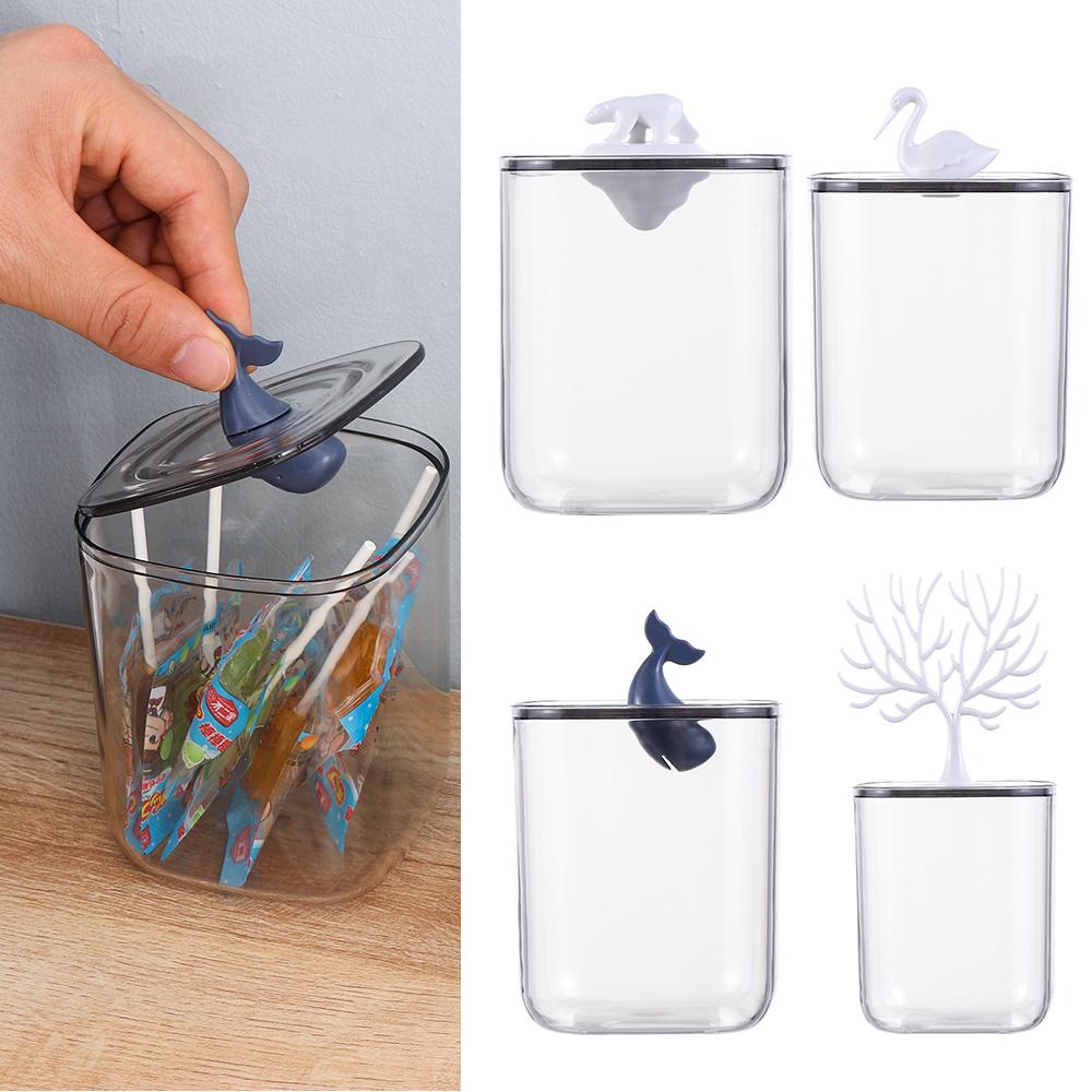 MUVAKO Hộp Đựng Tăm Bông / Bông Ngoáy Tai Bằng Nhựa Trong Suốt Ốp