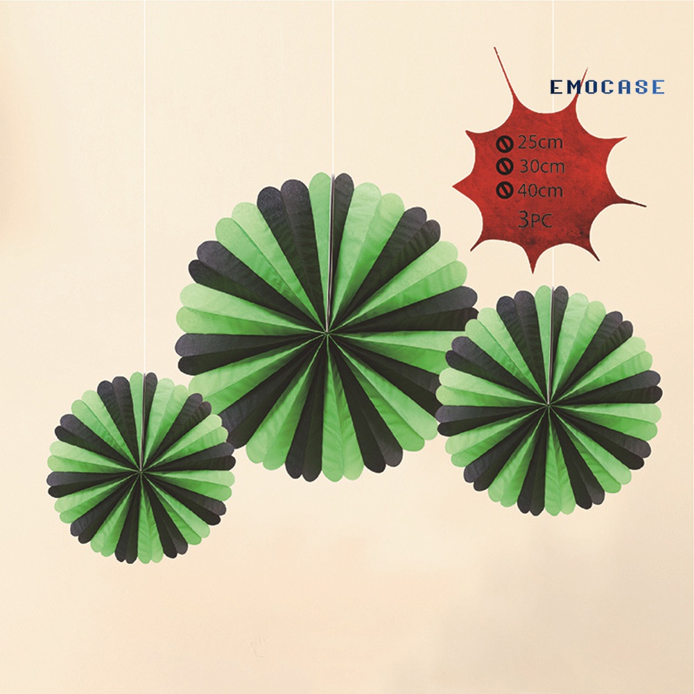 Set 3 Phụ Kiện Treo Trang Trí Tiệc Halloween Hình Tổ Ong / Tròn Bằng Giấy