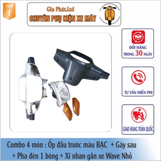   Có bán lẻ  Combo ốp đầu trước màu BẠC gắn xe Wave Thái ZX Wave 110 đời 1997-2006 đủ ốp đầu gáy pha đèn xi nhan 