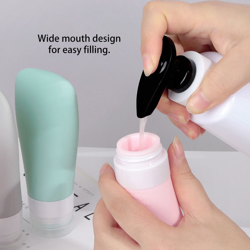 Bộ chai chiết dầu gội/ sữa tắm bằng silicon tiện dụng mang đi du lịch