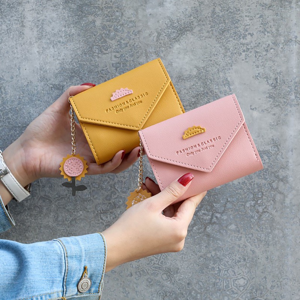 Ví nữ mini ngắn cầm tay nhỏ gọn bỏ túi thời trang HOA HƯỚNG DƯƠNG VN04 | BigBuy360 - bigbuy360.vn