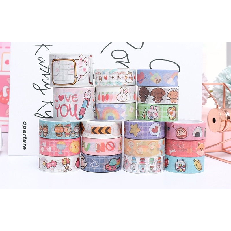 Cuộn washi tape dễ thương cute dài 5m dùng để trang trí