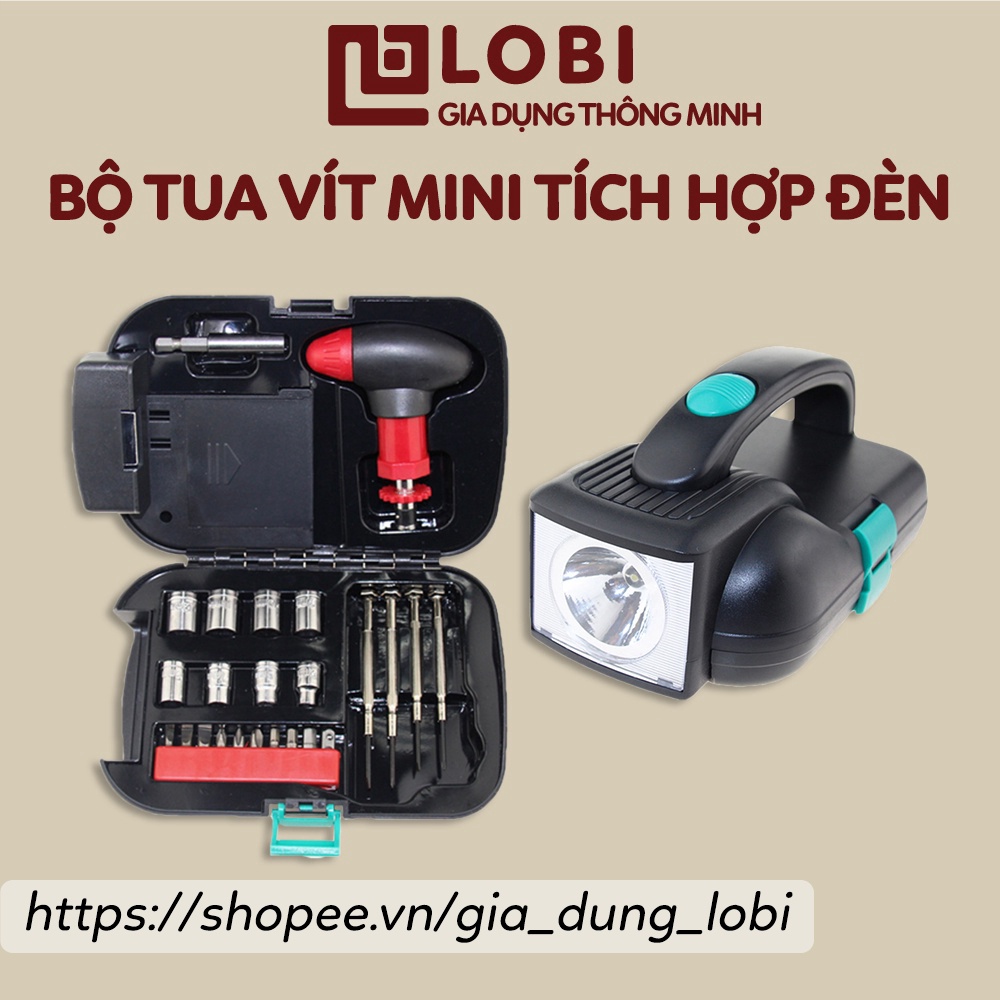 Bộ tua vít sửa chữa 24 chi tiết tích hợp đèn pin Bộ dụng cụ xoay ốc vít mini