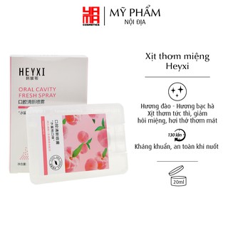 Xịt thơm miệng Heyxi hương đào, bạc hà, chai khử mùi hết hôi miệng chiết xuất từ thảo dược, không cồn, không có đường.