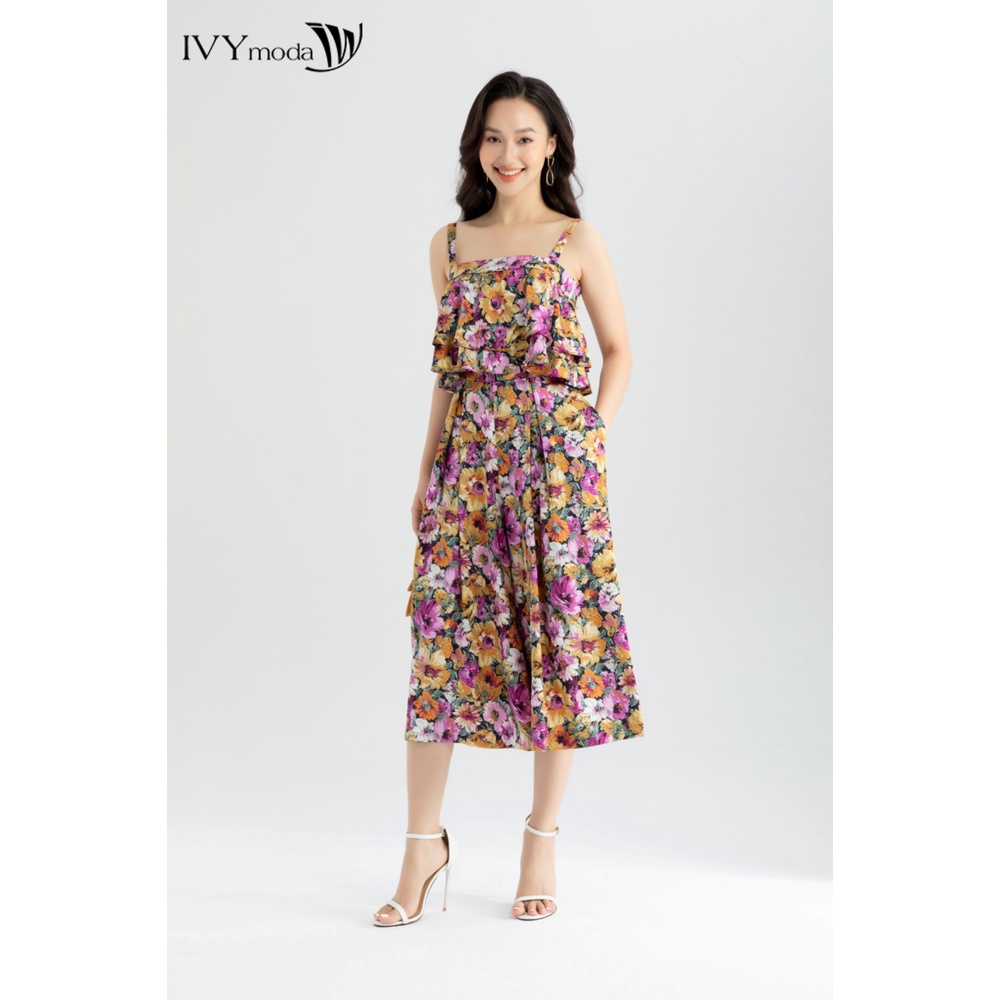 [NHẬP WABRTL5 GIẢM 10% TỐI ĐA 50K ĐH 250K ]Jumpsuit họa tiết 2 dây thiết kế IVY moda MS 18M6592