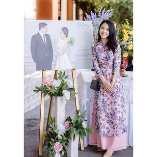 ÁO DÀI HOA TÍM HOT TREND- ÁO DÀI 4 TÀ HÀNG KỸ NHƯ MAY ĐO