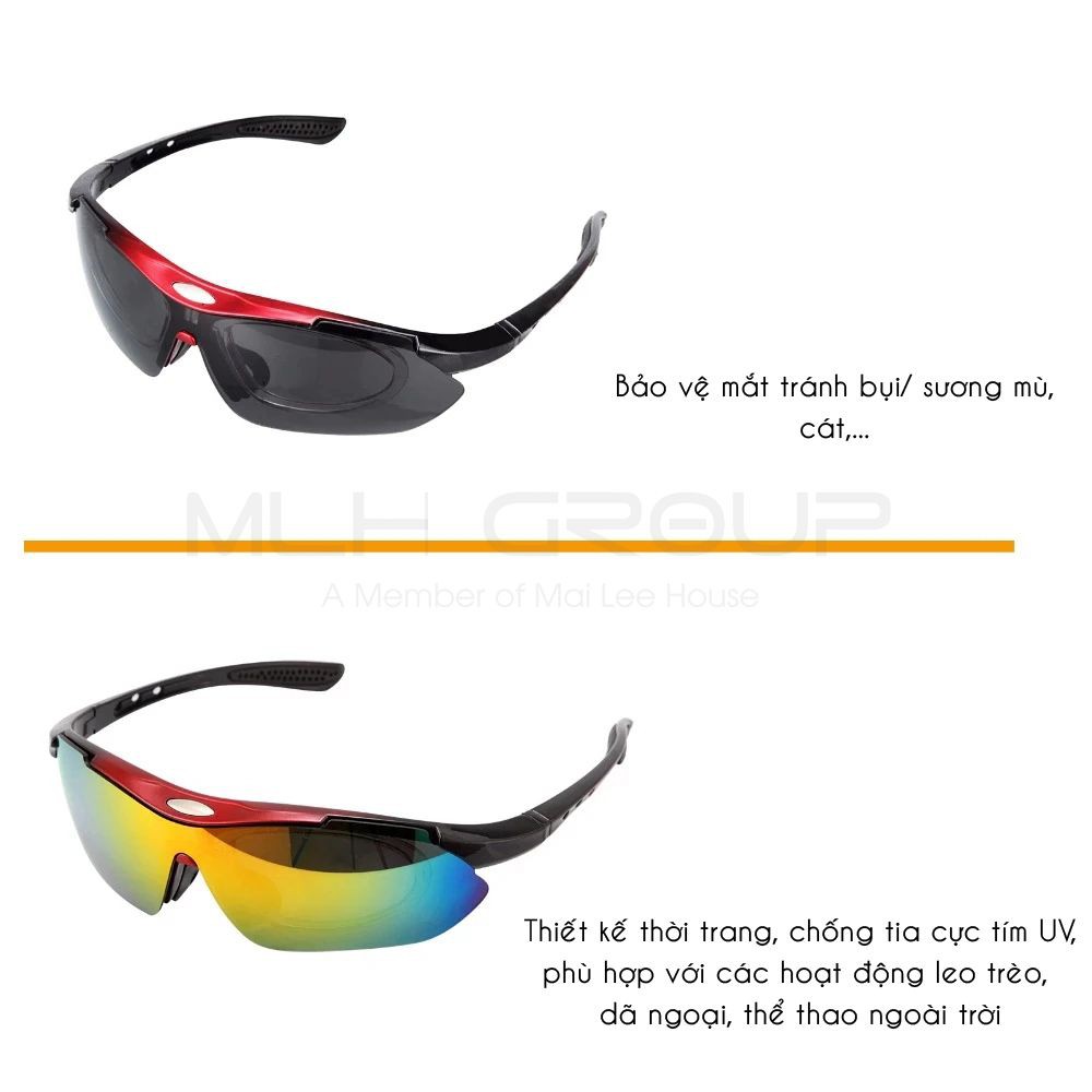 Mắt Kính Xe Đạp Thể Thao (5 Mắt Kính) Chống Tia Cực Tím UV400 Đạp Xe, Thể Thao Ngoài Trời, Câu Cá MLH