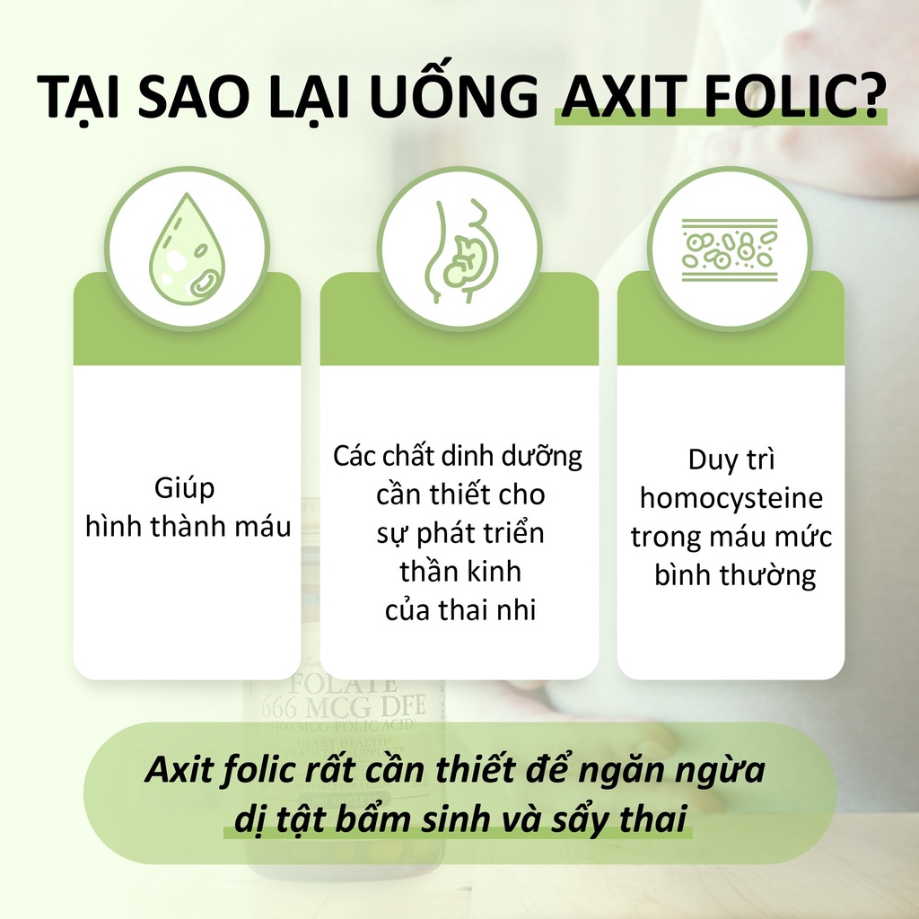 Viên Uống Solgar Folate 666 MCG  DFE Folic Acid - Bổ Sung Axit Folic, Giúp Tăng Cường Trí Não Cho Thai Nhi [Lọ 100 Viên]