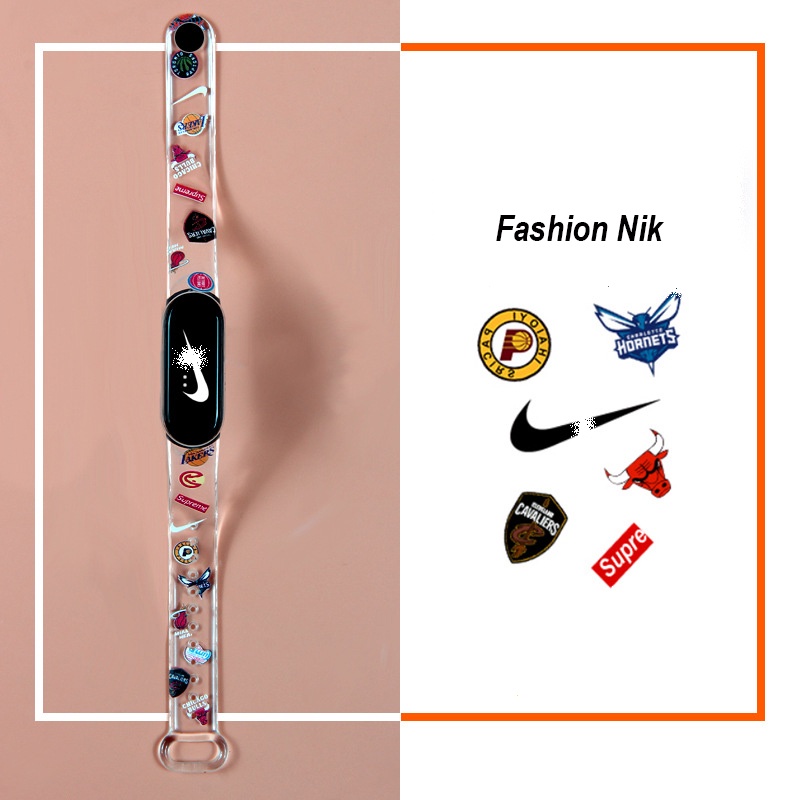 Dây Đeo Cổ Tay Trong Suốt Thay Thế In Họa Tiết Dễ Thương Cho Xiaomi Band 4 3 Mi Band 5