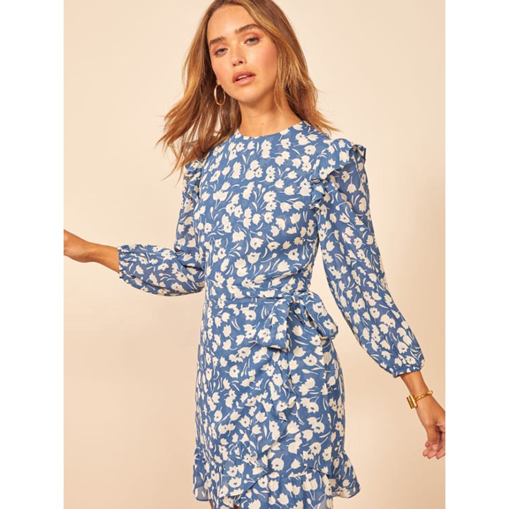 Đầm Zara xanh hoa trắng cực đẹp DH2OMG69N9