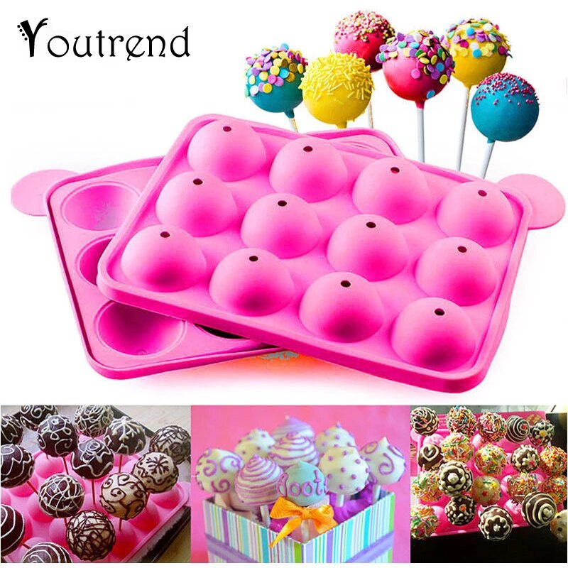 Khuôn cake pop 12 viên, khuôn silicone viên tròn làm mochi, đổ thạch