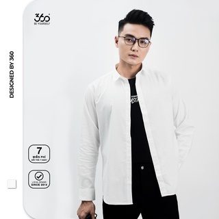 Áo sơ mi dài tay cổ bẻ thêu chữ ngực local brand 360 Boutique chất vải 100% Cotton 3 màu Basic - STDTK240