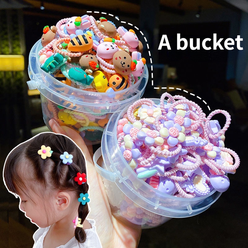 Dây Cột Tóc Co Giãn Đính Hoa Màu Macaron Dễ Thương Phong Cách Hàn Quốc Cho Bé Gái