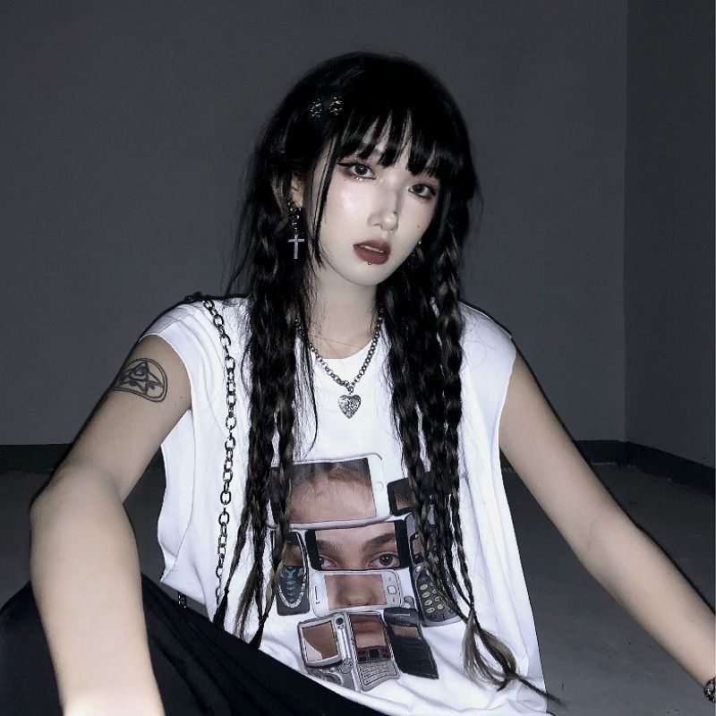 Jiashucheng Áo Thun Không Tay Dáng Rộng Phong Cách Harajuku Thời Trang Mùa Hè Hàng Mới Dành Cho Bạn Nữ