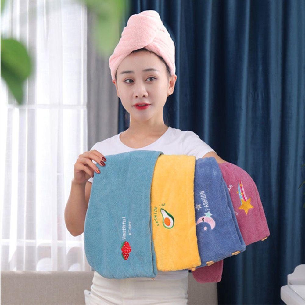 LONTIME Mũ Tắm Trùm Đầu Vải Lông Cừu San Hô Mềm Mại Thêu Họa Tiết