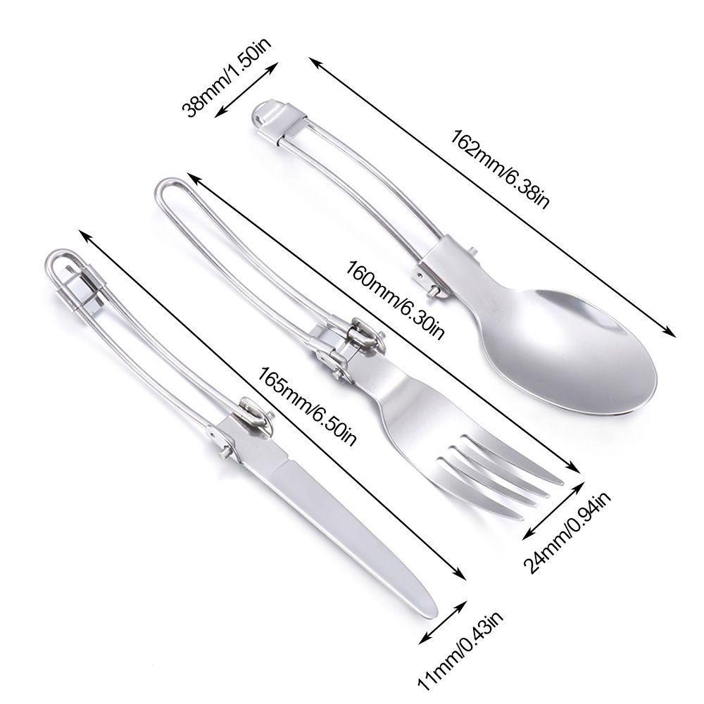 Bộ 3 Món Muỗng Nĩa Chất Liệu Inox Có Thể Gấp Gọn Tiện Dụng