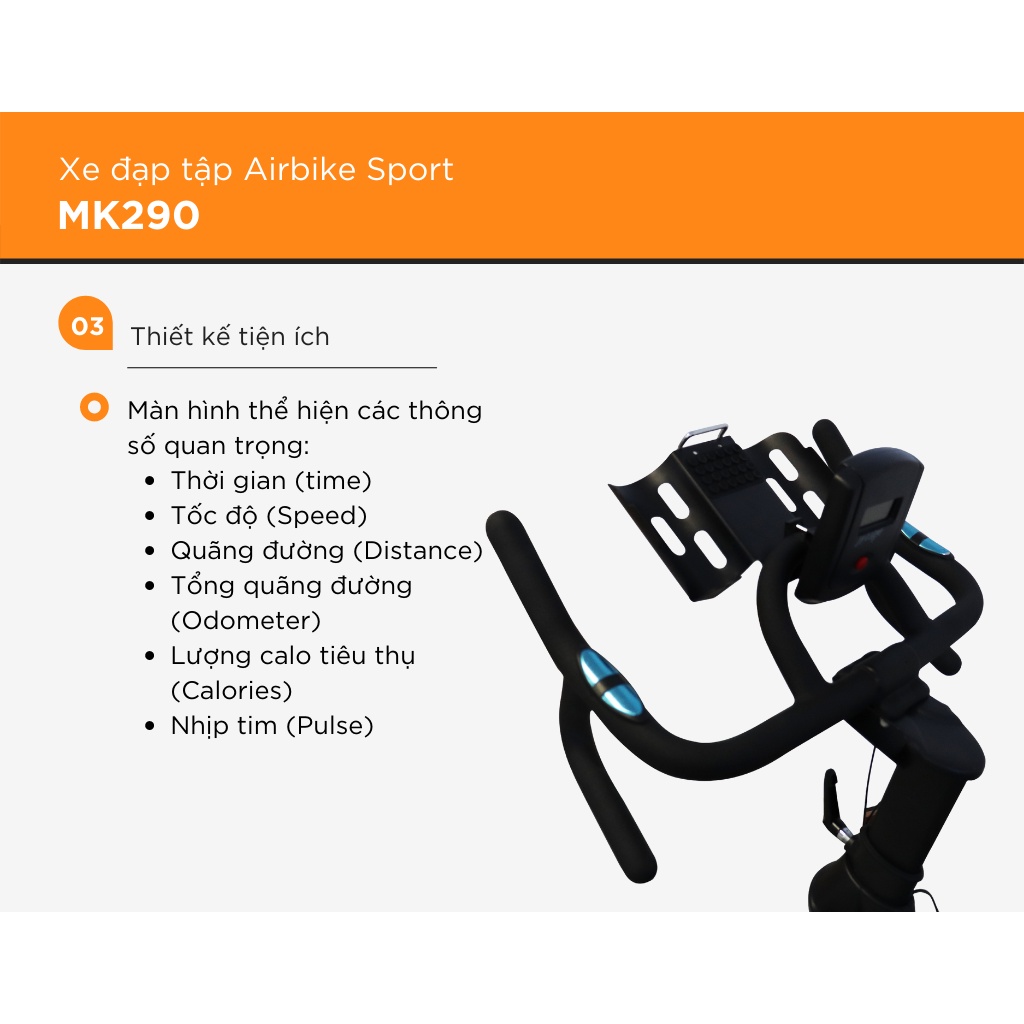 Xe đạp thể dục phanh từ trường Airbike Sport MK290