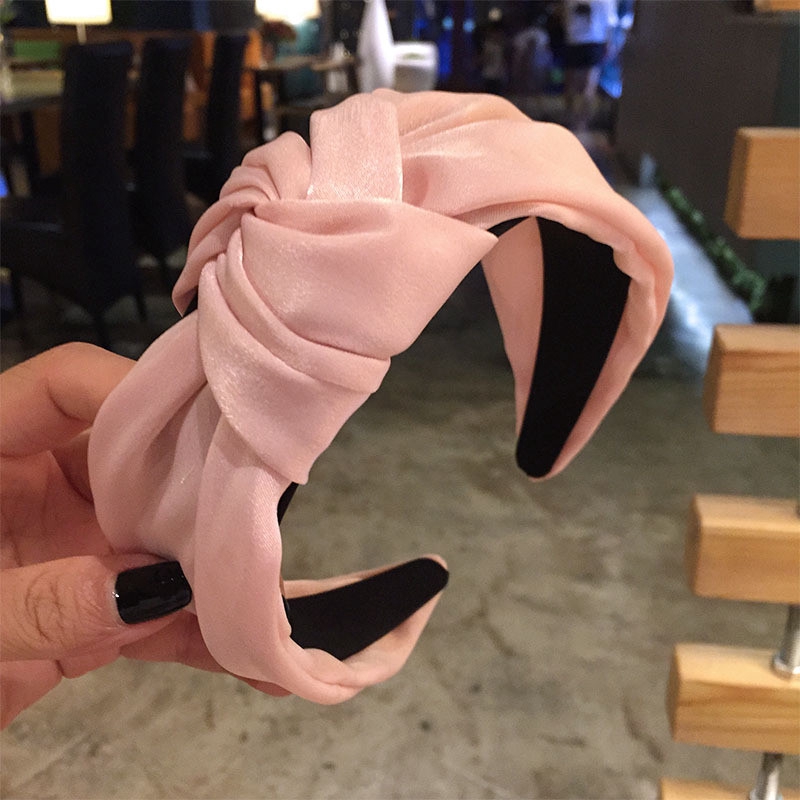 Băng đô bản to họa tiết thắt nơ màu trơn sang trọng cho nữ