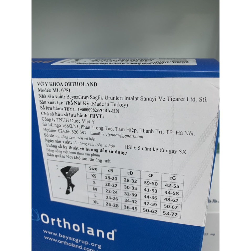 VỚ TẤT Y KHOA ORTHOLAND - DÙNG CHO NGƯỜI BỊ SUY GIÃN TĨNH MẠCH.