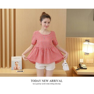 Áo Bầu Babydoll Kẻ Đỏ_1236
