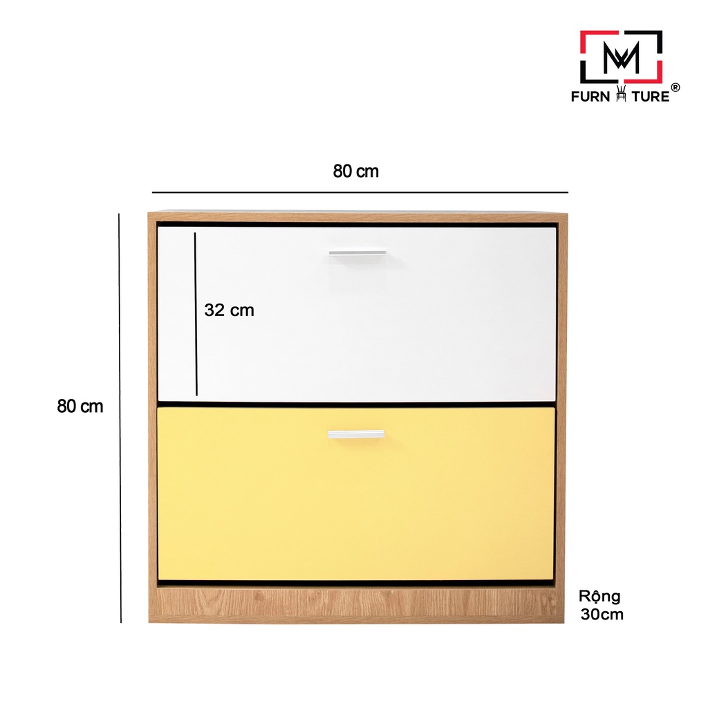 Tủ giày thông minh 2 tầng cánh quạt thương hiệu MW FURNITURE size 80x30x80 cm - Nội thất căn hộ