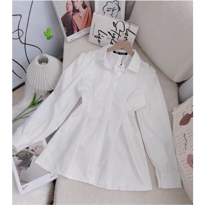 ÁO SƠ MI CHIẾC LY XOÈ TAY BỒNG CỰC XINH SMCL33