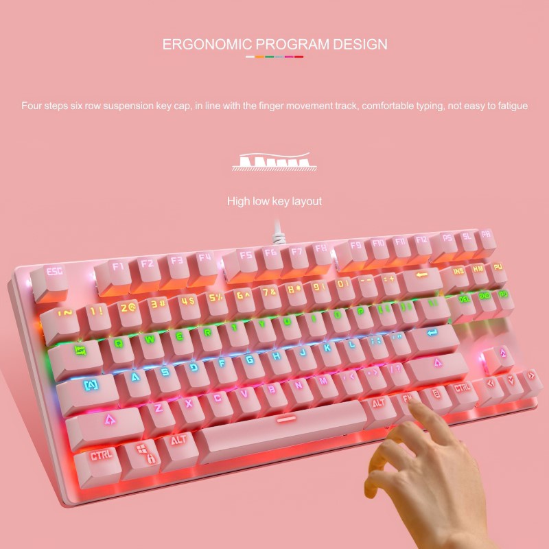 Bàn Phím Cơ Gaming KB70 Pink nhỏ gọn