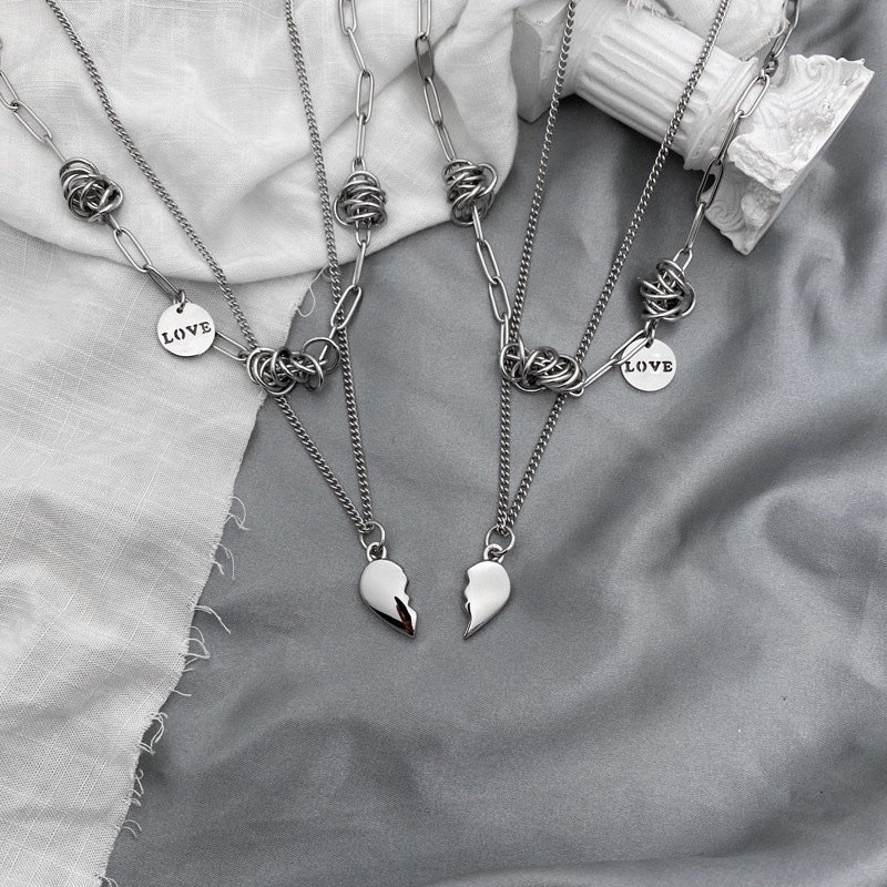 Dây chuyền couple cặp đôi ghép hình trái tim dễ thương