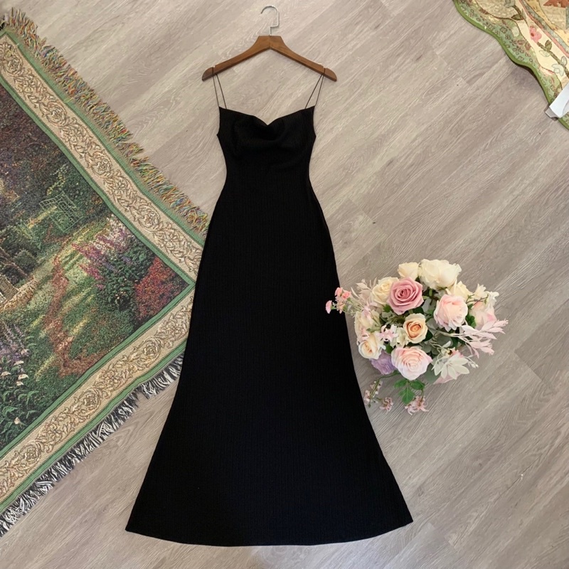 Váy 2 dây cổ đổ dáng dài Gemma Dress NGOCCLOTHING nữ  Đầm 2s maxi thun vân co giãn, ôm body dáng dài