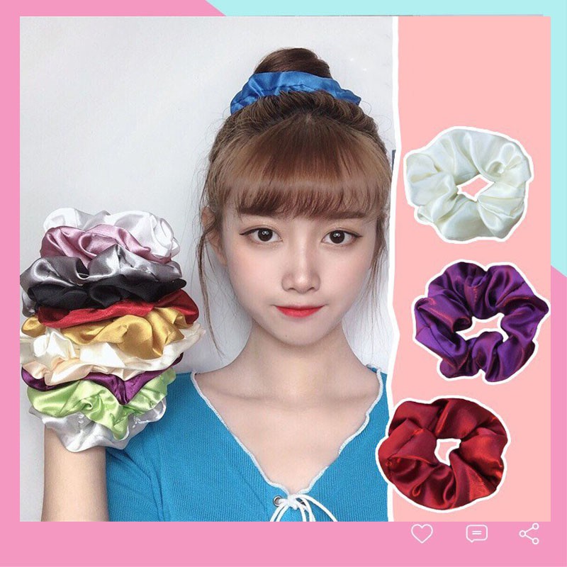 Dây cột tóc vải scrunchies phi bóng phong cách Hàn Quốc SC17