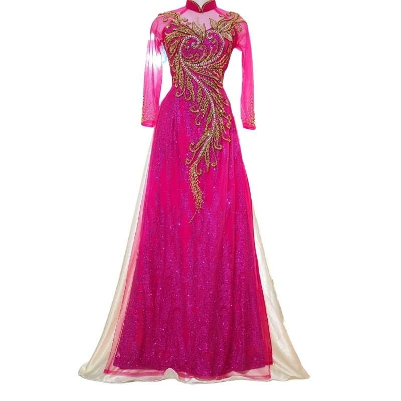 Áo Dài Bà Sui - Áo Dài Cho Mẹ Sang Trọng Trẻ Trung Màu Hồng ADM02