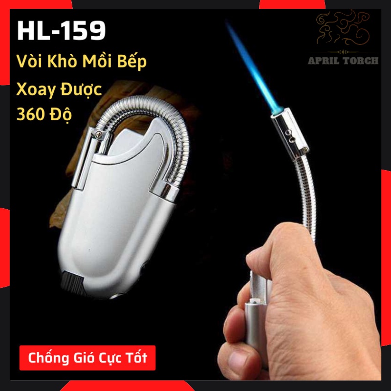 Bật-Lửa Vòi Khò Cầm Tay MG 159 Dùng Gas Lửa Khò Tia Đầu Xoay 360 Độ Tích Hợp Đèn Pin (Nhiều Màu)